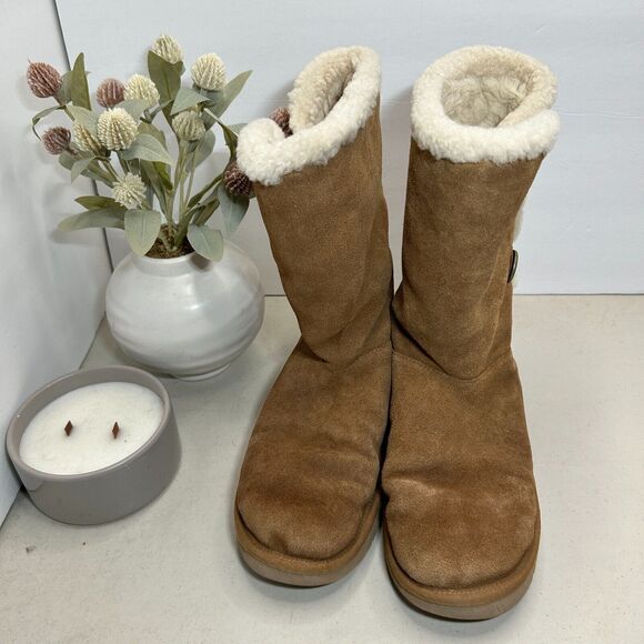 Koolaburra by UGG Kinslei Tall Brown Boot Suede Sheepskin 1096409 Women's US 8 - Picture 3 of 9